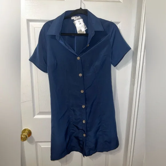 NWT BP. (Nordstrom) navy button up dress size small, extra button included! - Picture 2 of 6